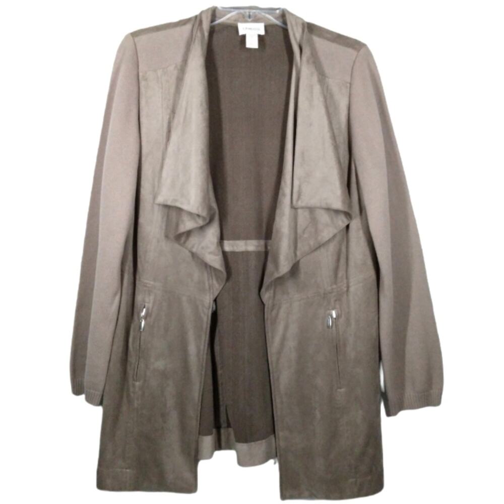 Chico's Faux Suede Waterfall Front Jacket size Medium (1)